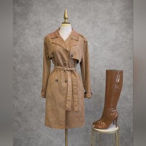 Women's Tan Suede  Trench Coat